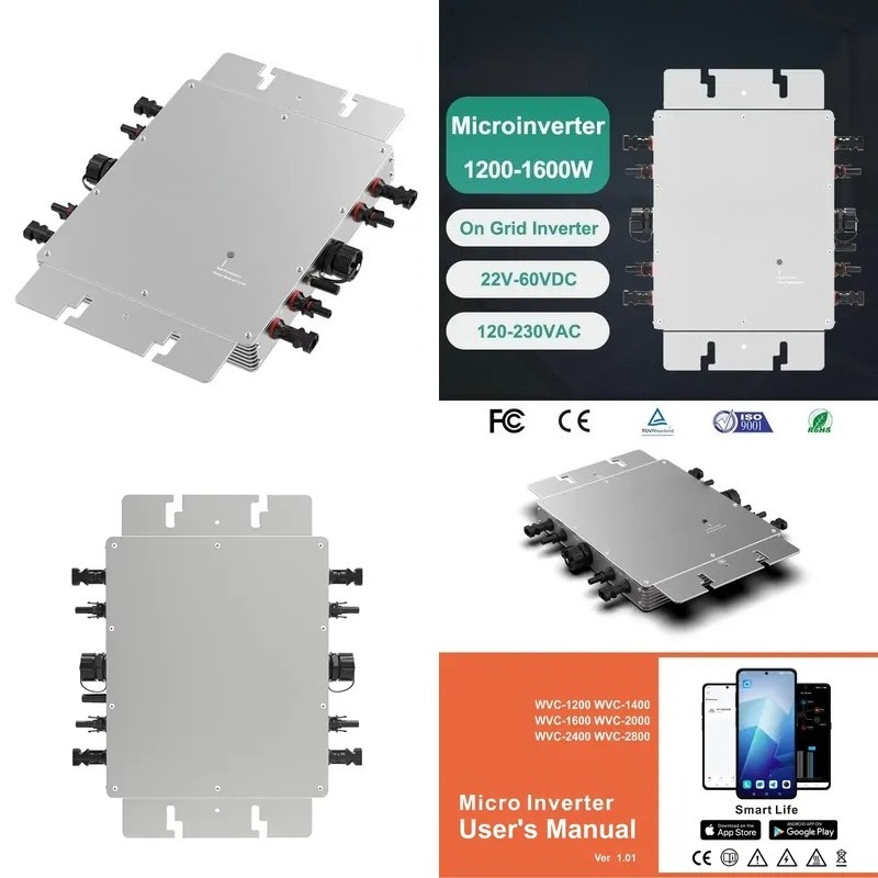 Micro Inverter 1400W Solar Grid Tie - Micro-onduleur intelligent avec surveillance Wi-Fi 1600W