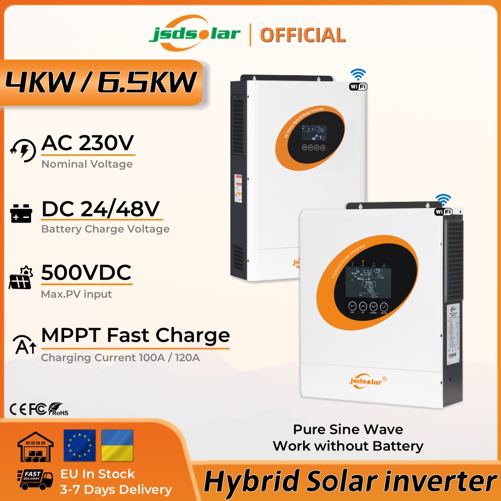 Hybrid Solar Inverter 5.5Kw Mppt 48V - Onduleur solaire hybride JSDSolar 4KW 6.5KW