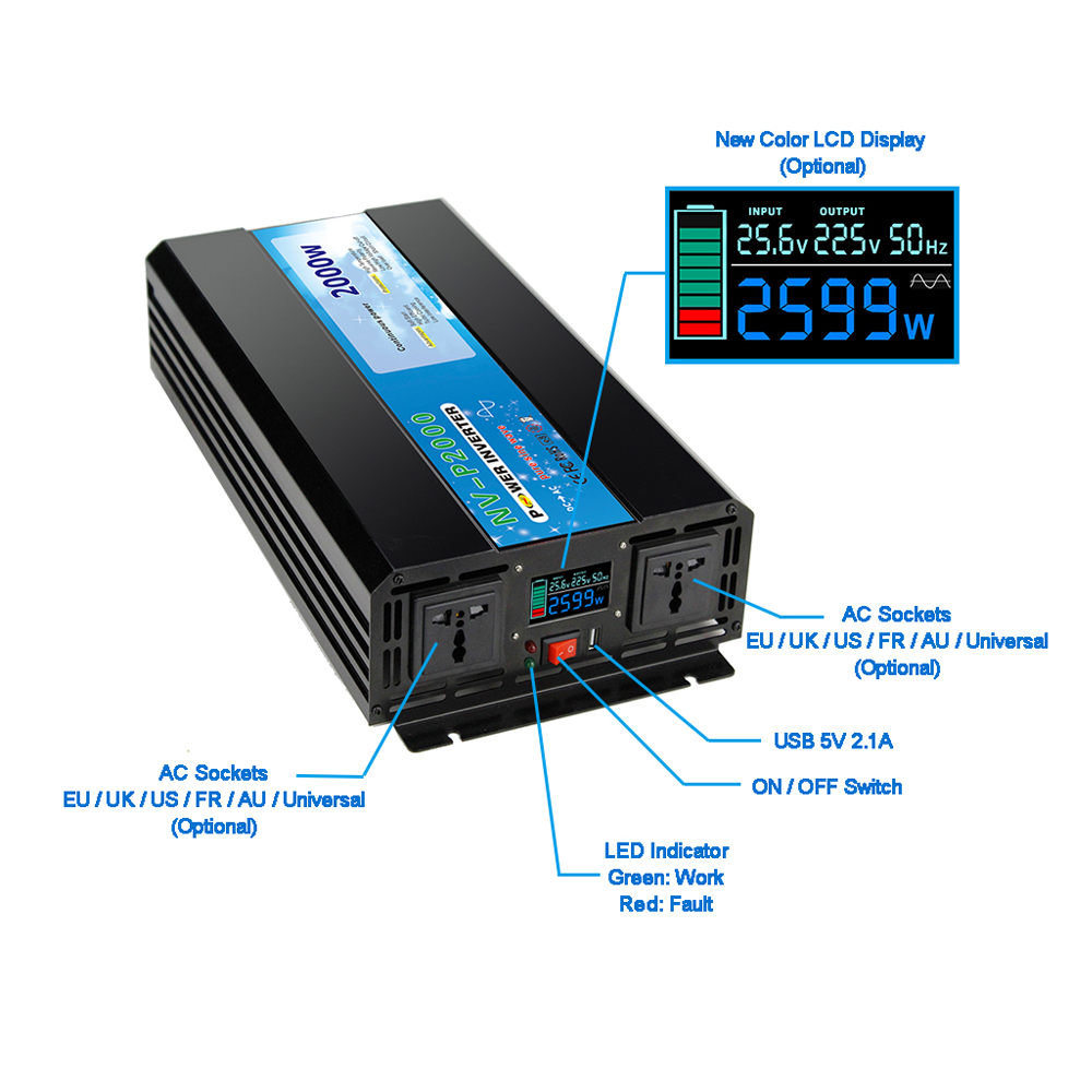 Convertisseur d'énergie 5000W  - Pure Sine Wave Inverter 5000W 48V 220V avis et prix