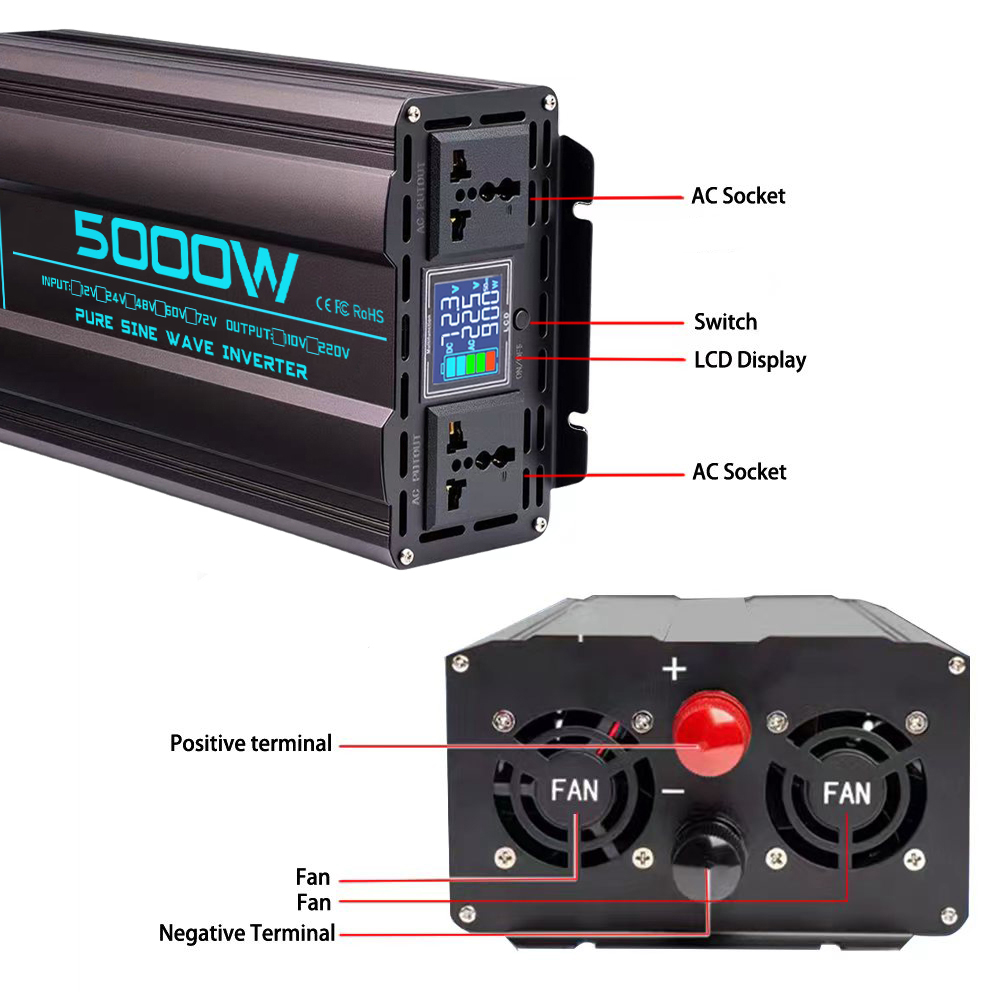 Convertisseur de tension DC-AC - Pure Sine Wave Inverter 5000W 48V 220V avis et prix